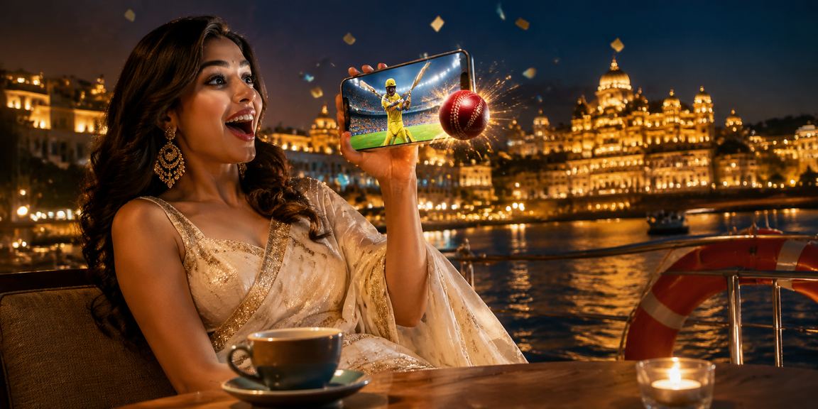 Sports betting scene in India with cricket and saree